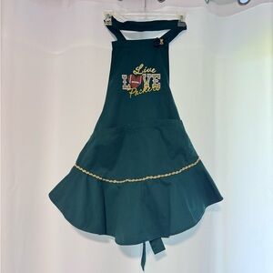 Green 'Live Love Packers' Apron with Gold Trim